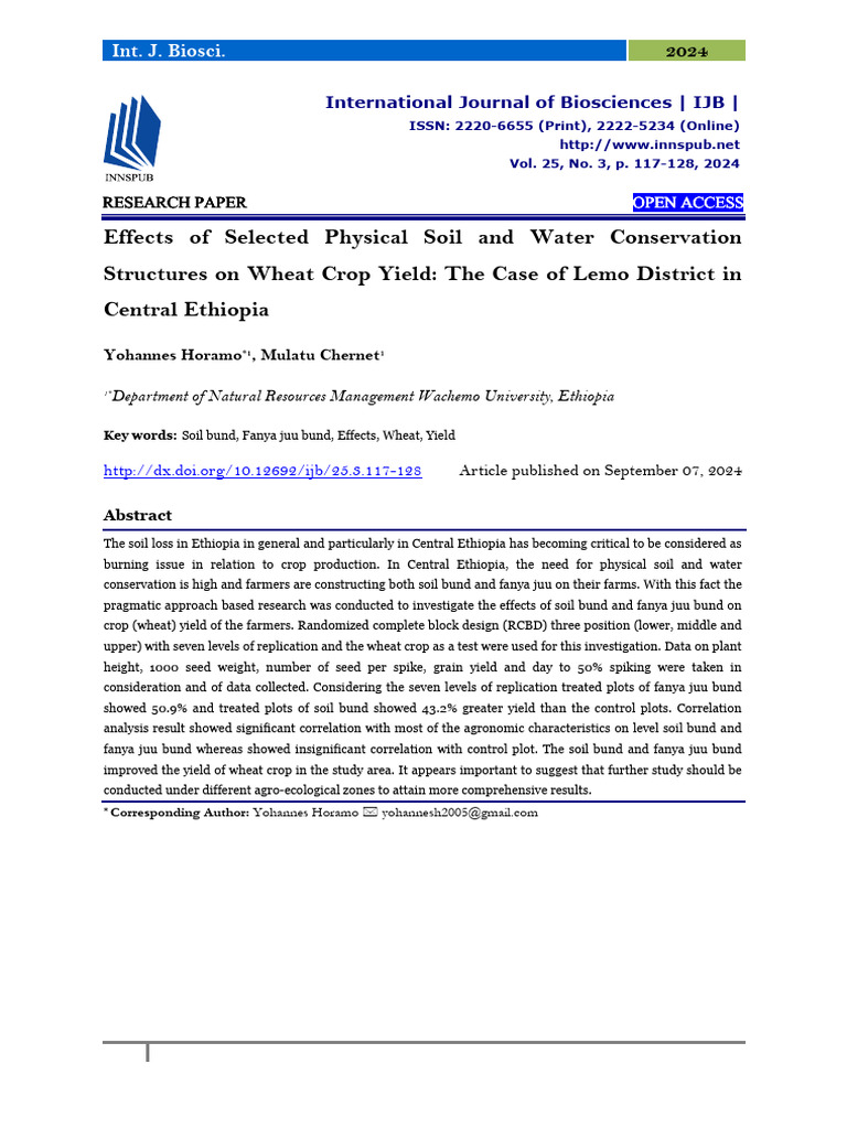 Effects of Selected Physical Soil and Water Conservation Structures on ...