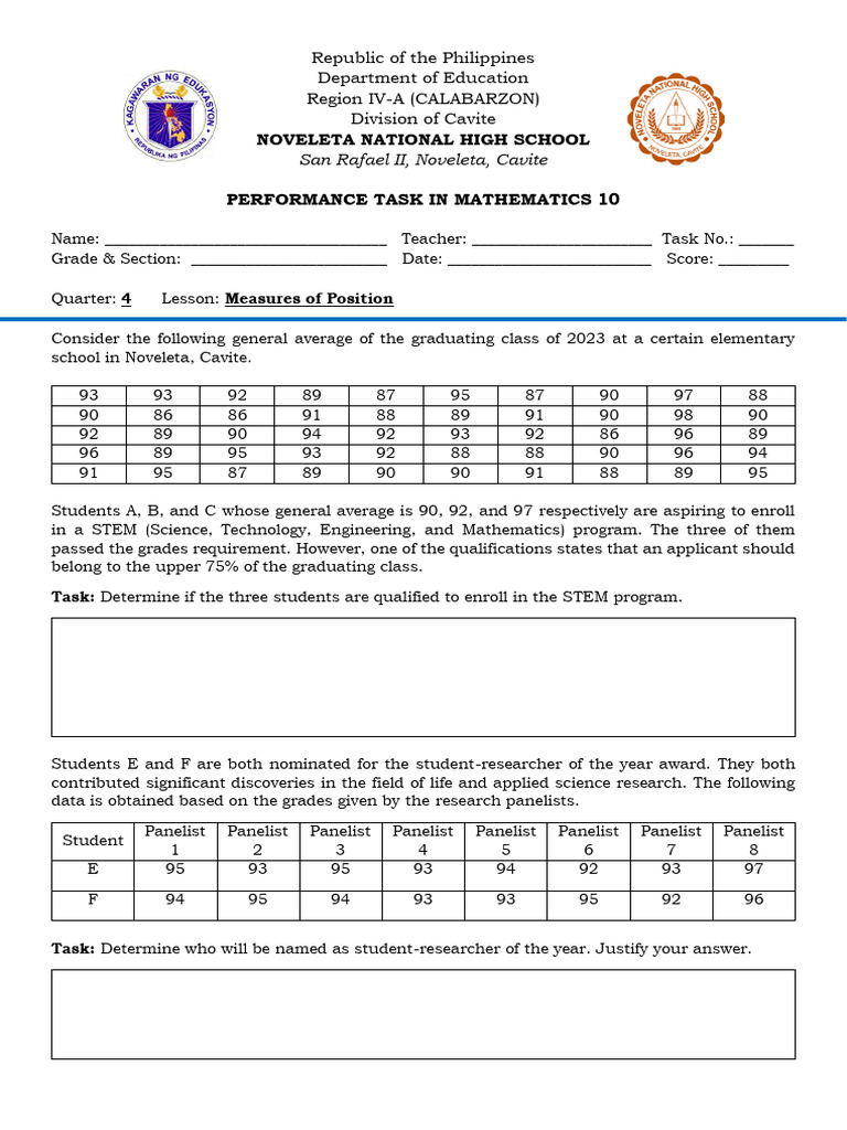 Math Performance Task: STEM Eligibility | PDF