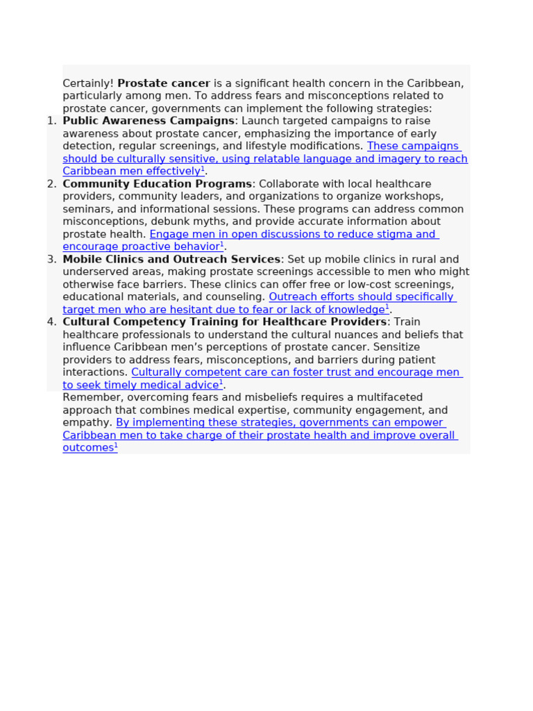Prostate Cancer Awareness in the Caribbean | PDF