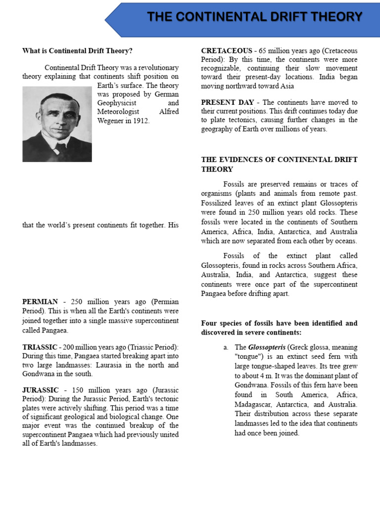 Continental Theory Drift Notes Pdf Continent Plate Tectonics