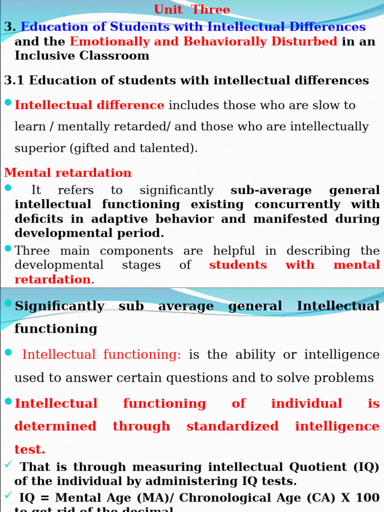 Inclusive Education Final PTT Chap 3 To Five | PDF | Intellectual ...