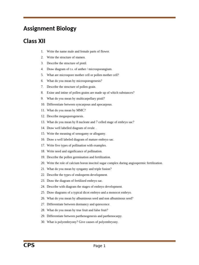 Class XII Biology: Flower Structure & Reproduction | PDF