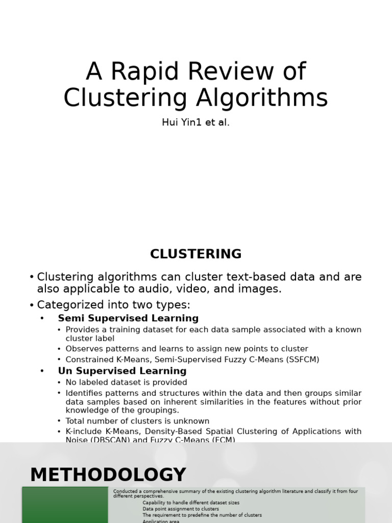 A Rapid Review of Clustering Algorithms | PDF | Cluster Analysis ...