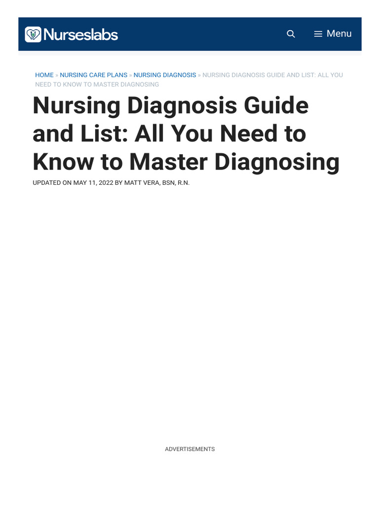 Comprehensive Nursing Diagnosis Guide | PDF | Medical Diagnosis | Nursing