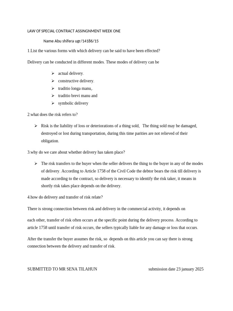 Special Contract Assignment | PDF