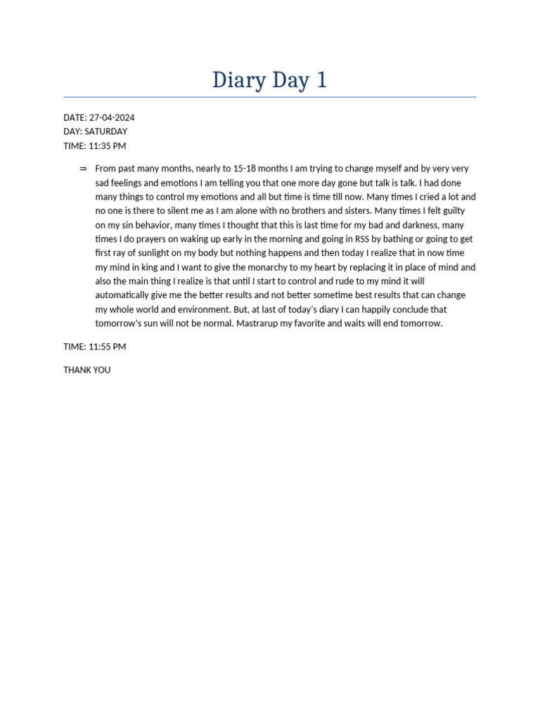 Diary Reflections on Change | PDF
