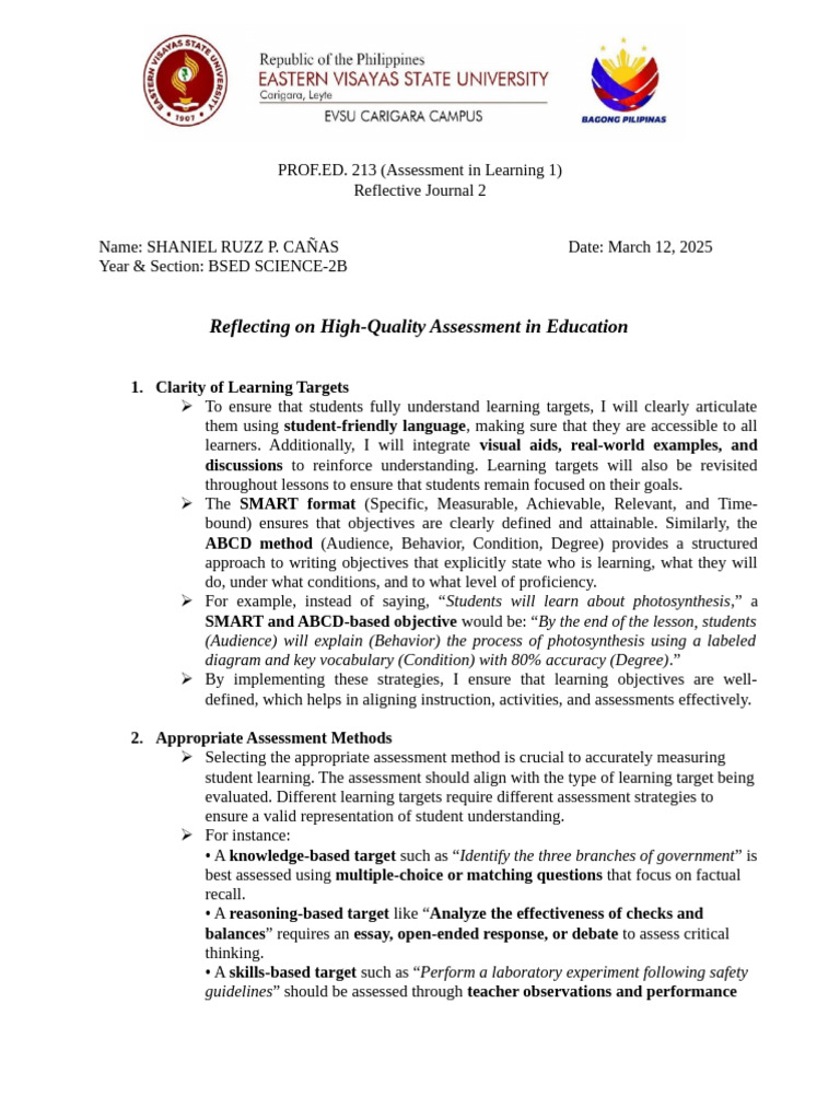 High-Quality Assessment Strategies in Education | PDF | Educational ...