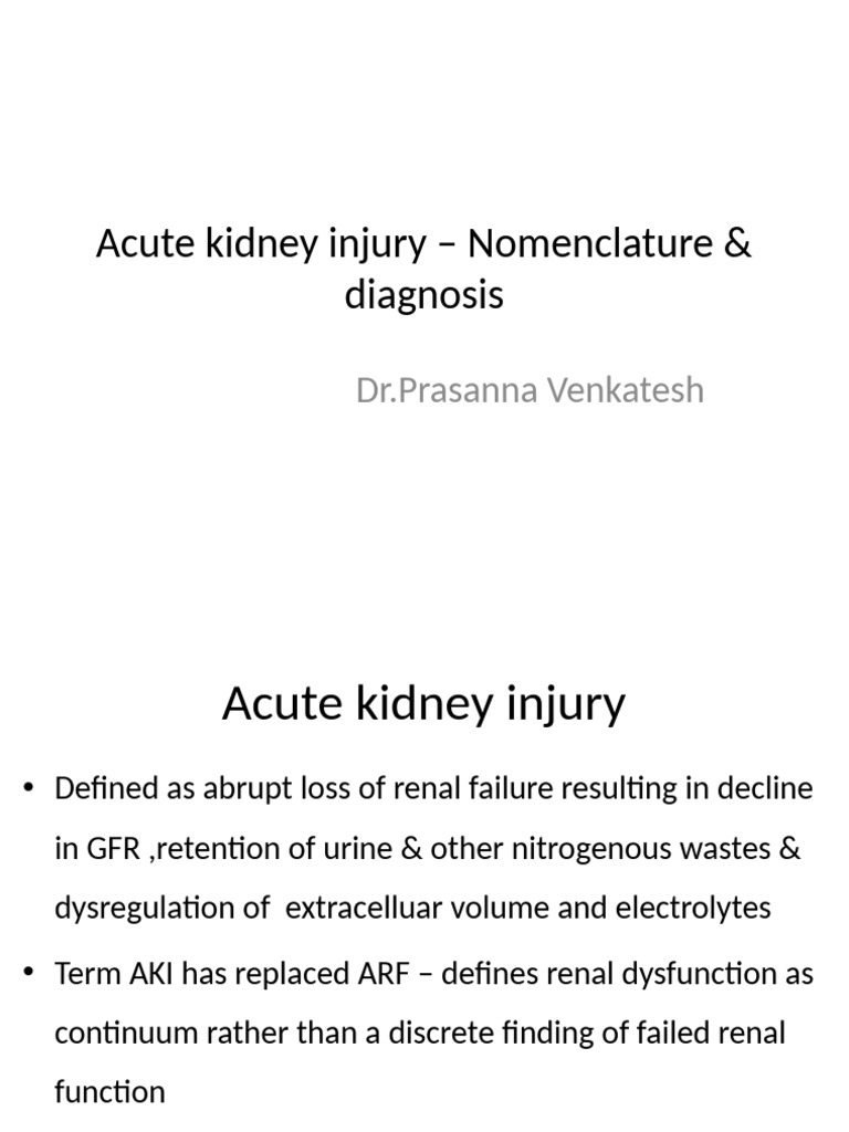 Acute Kidney Injury: Diagnosis & Criteria | PDF | Creatinine | Kidney