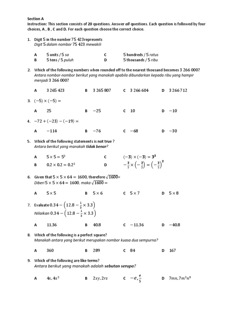 20 Multiple Choice Questions Quiz | PDF