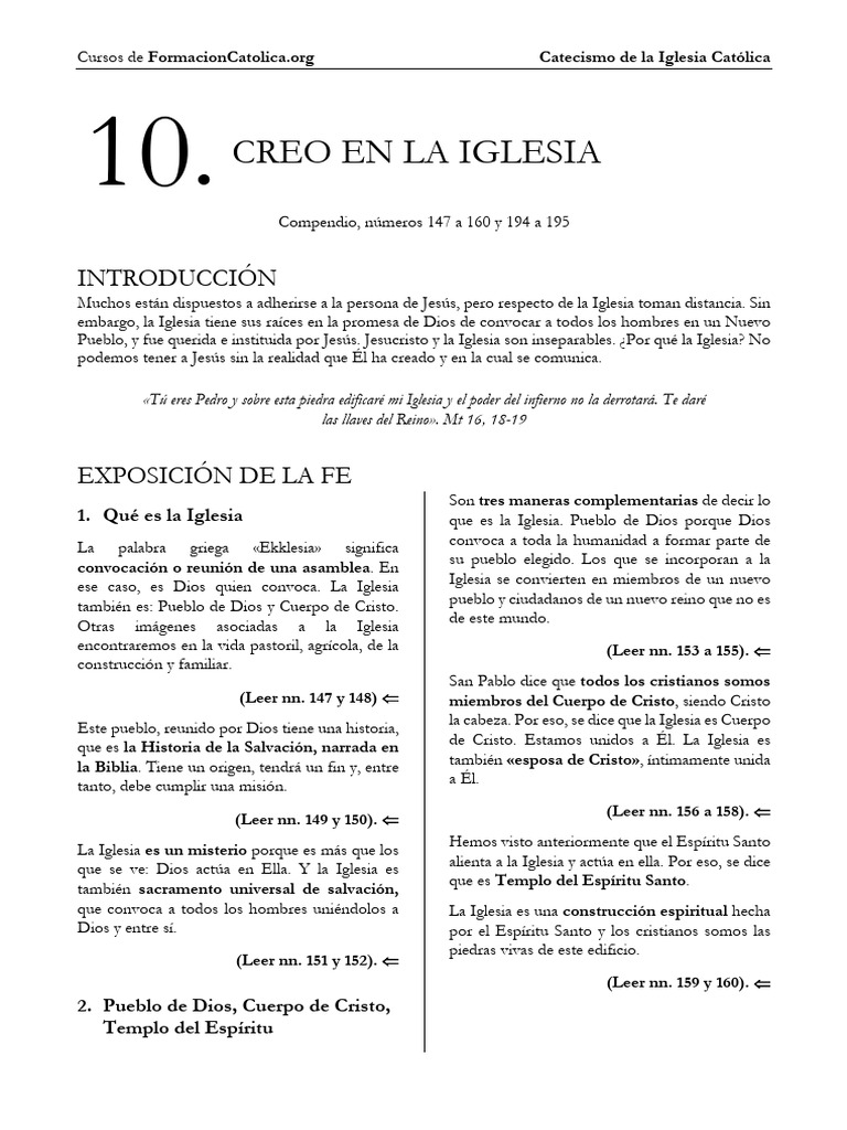 La Iglesia: Pueblo de Dios y Cuerpo de Cristo | PDF | Iglesia cristiana ...