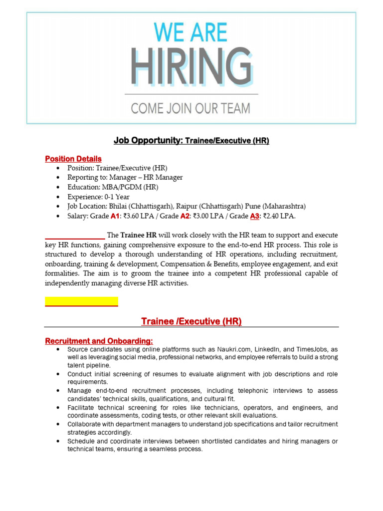 Trainee HR Position at BACS Energy | PDF | Recruitment | Employment