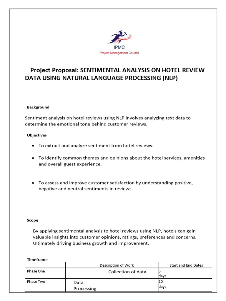 Hotel Review Sentiment Analysis Proposal | PDF
