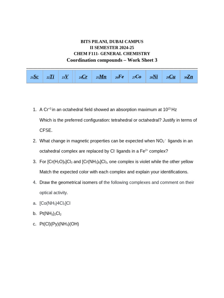 Coord Compounds CFT | PDF