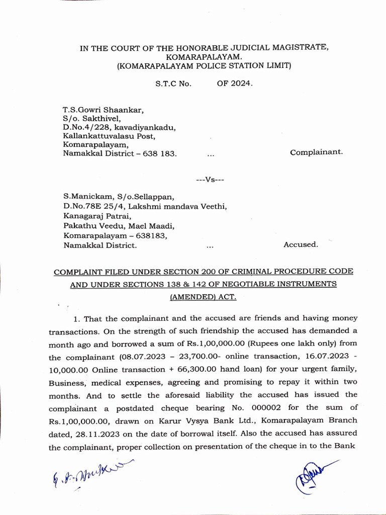 Complaint | PDF | Cheque | Banks