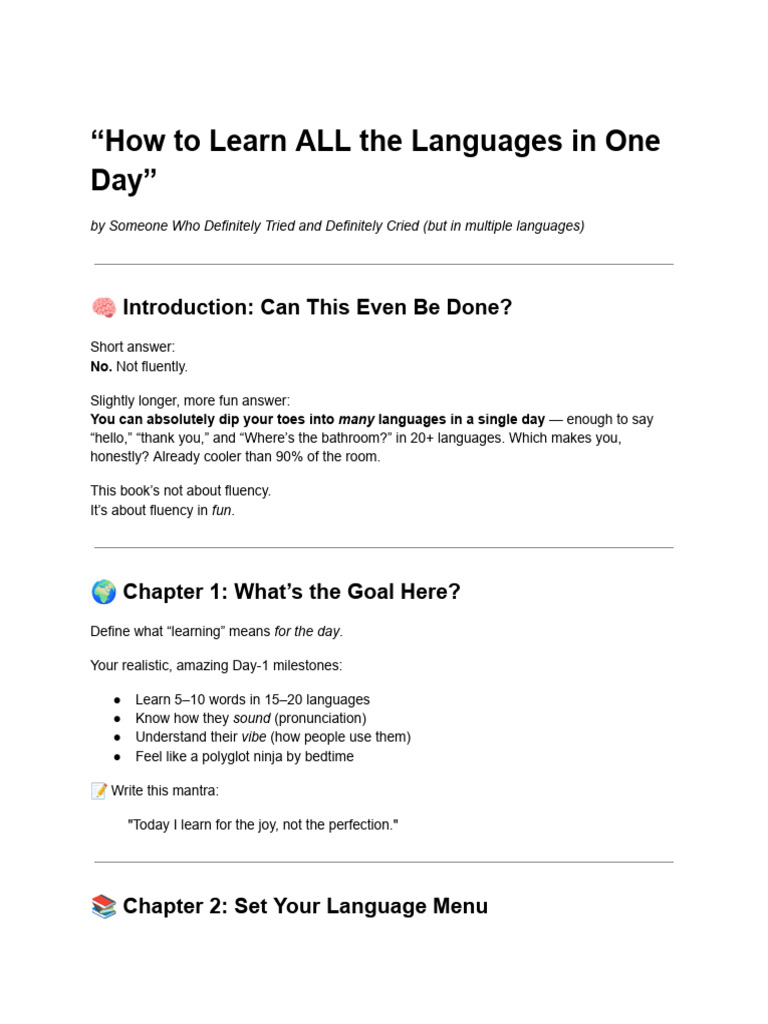 “How to Learn ALL the Languages in One Day” | PDF | Multilingualism ...