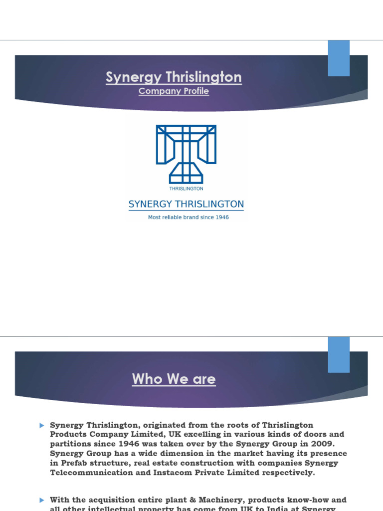 Synergy Thrislington Company Overview | PDF | Materials | Building ...