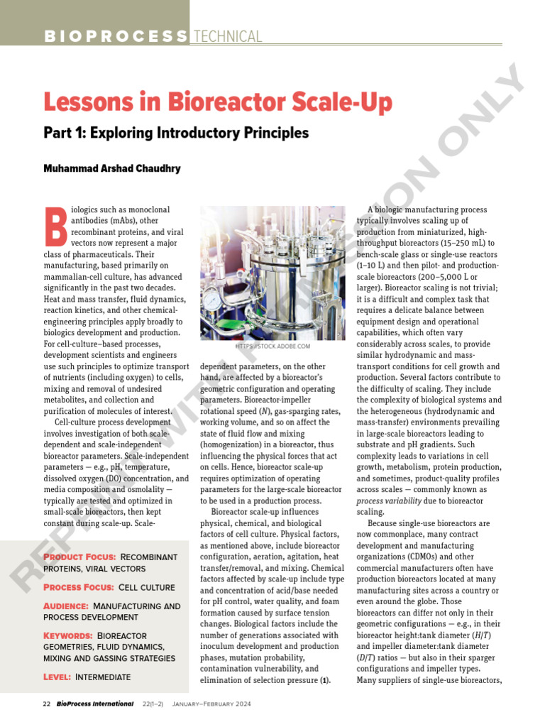 Bioreactor Scale-Up Principles Explained | PDF | Adenosine Diphosphate ...