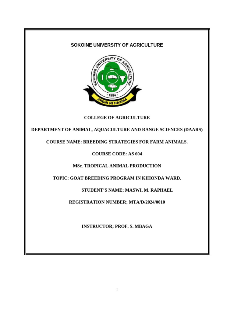 Goat Breeding Program in Kihonda Ward | PDF | Goat | Agriculture