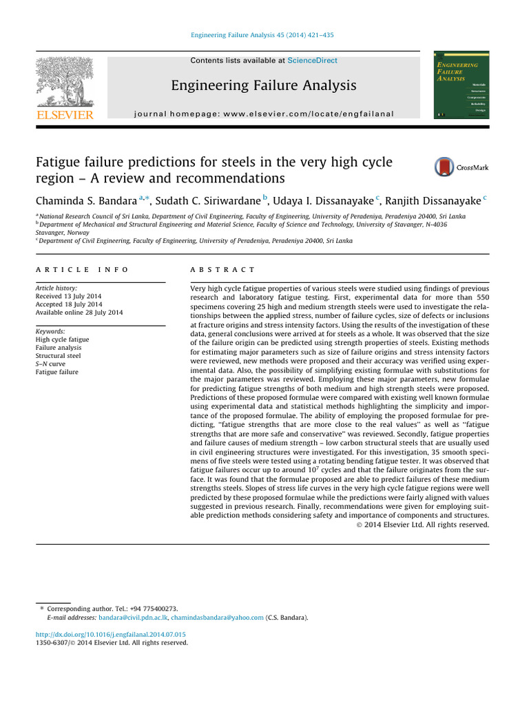2014 - Fatigue Failure Predictions For Steels in The Very High Cycle ...