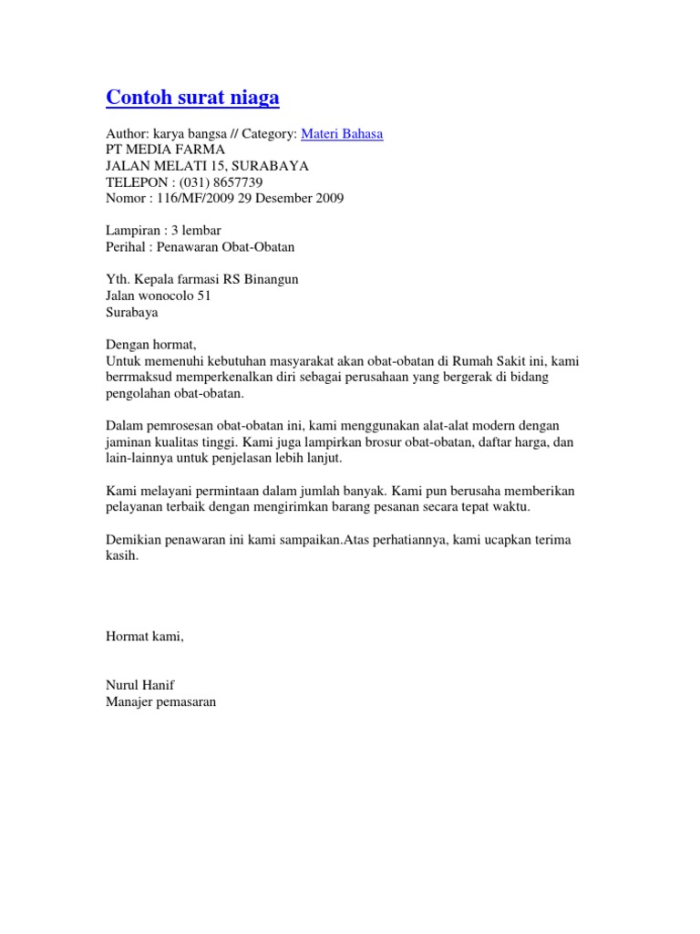Contoh Surat Niaga Pengiriman Barang - Contoh Gambar Surat Pengiriman Pembayaran / Segar alam abadi automotive ruko edelwis permai blok ab3 no.