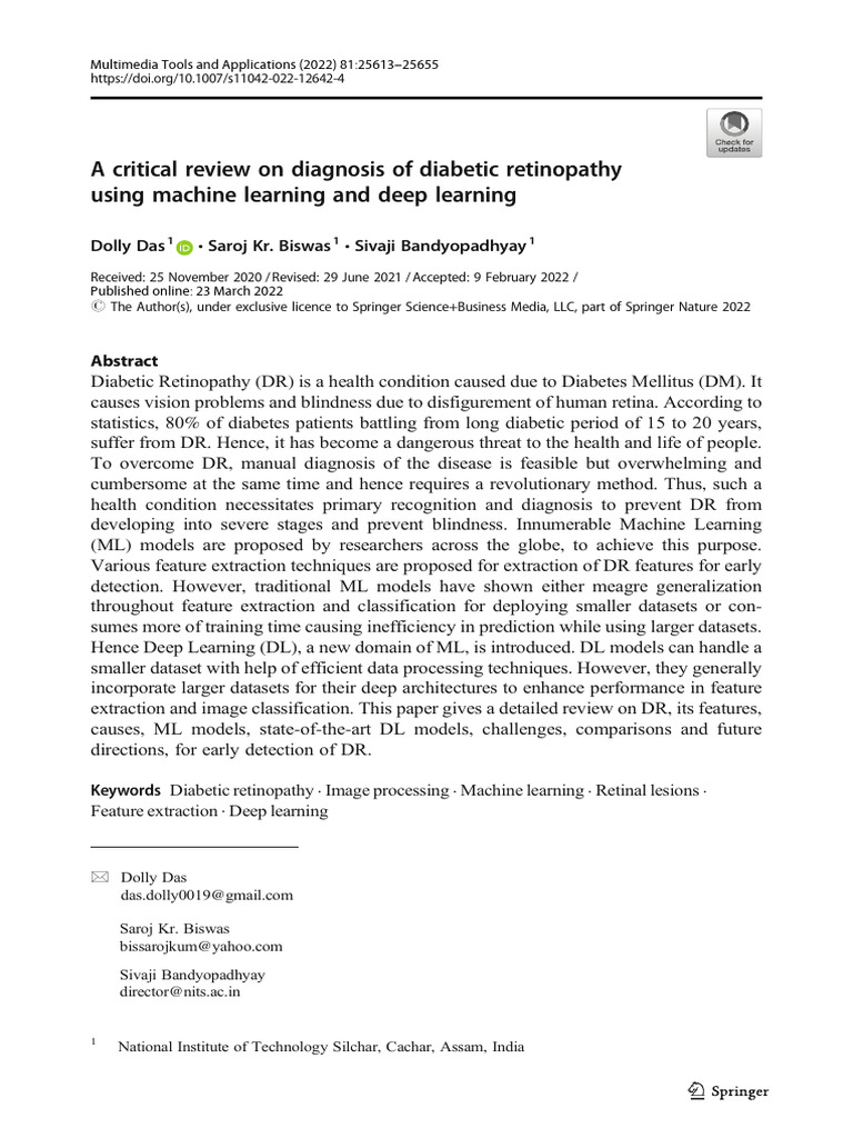 2022 - A Critical Review on Diagnosis of Diabetic Retinopathy Using ...