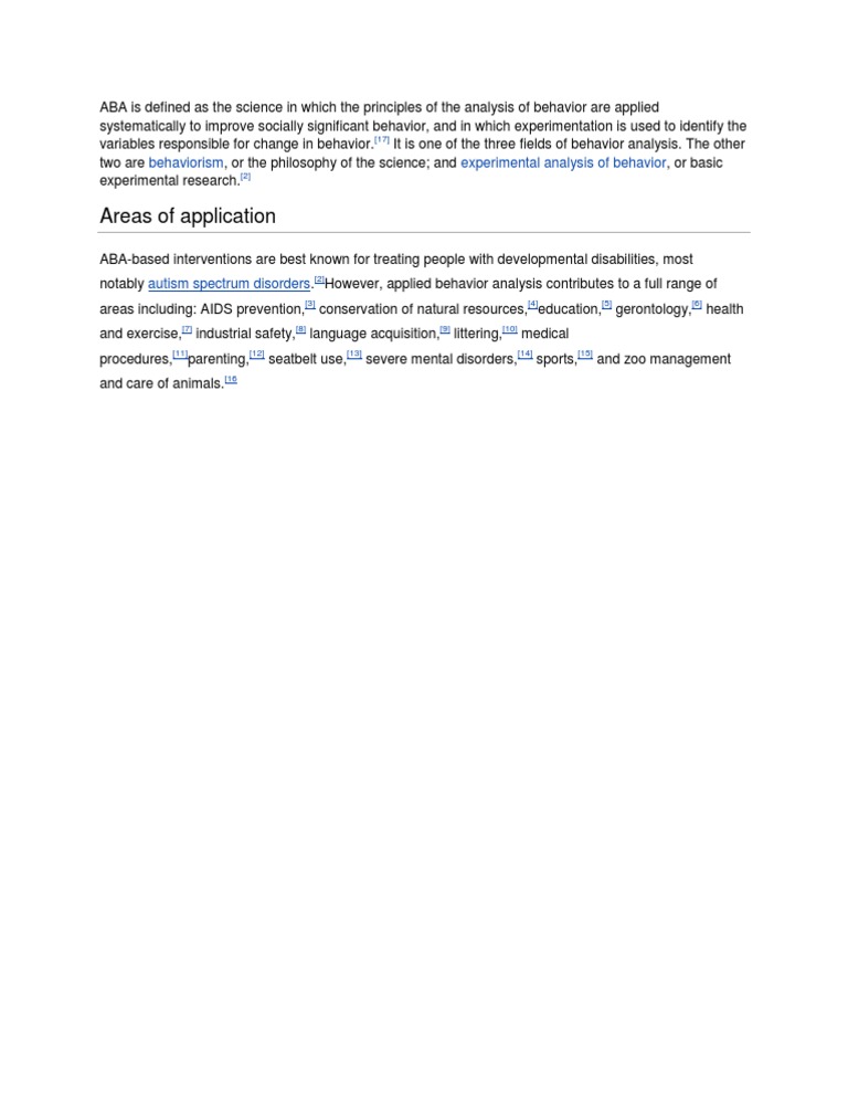 Areas of Application: Behaviorism Experimental Analysis of Behavior | PDF