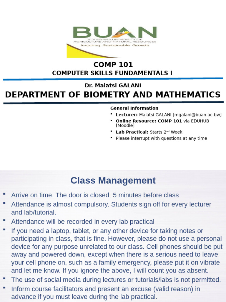 COMP 101: Computer Skills Overview | PDF | Educational Technology