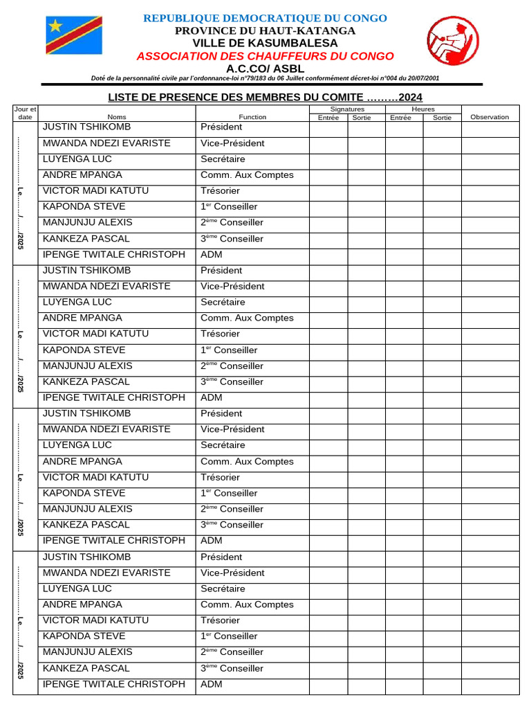Liste des membres de l'A.C.CO 2024 | PDF
