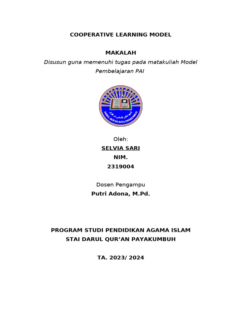 Model Pembelajaran Kooperatif PAI | PDF