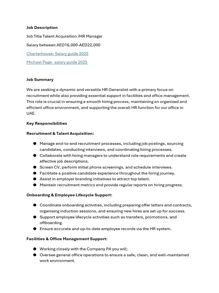 HR Generalist[3] | PDF | Human Resources | Recruitment
