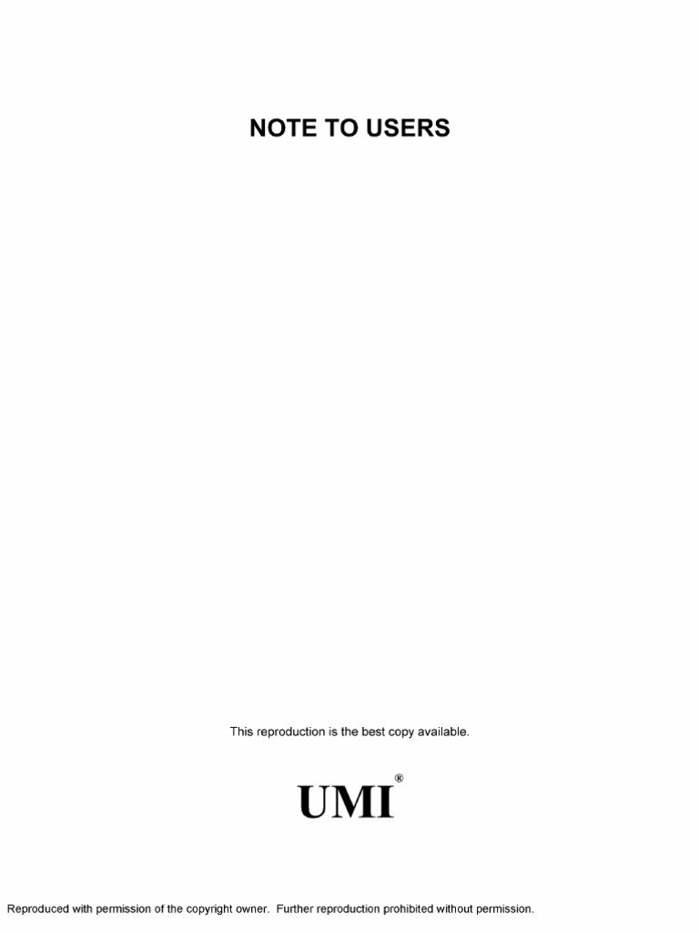 Note To Users: This Reproduction Is The Best Copy Available | PDF ...