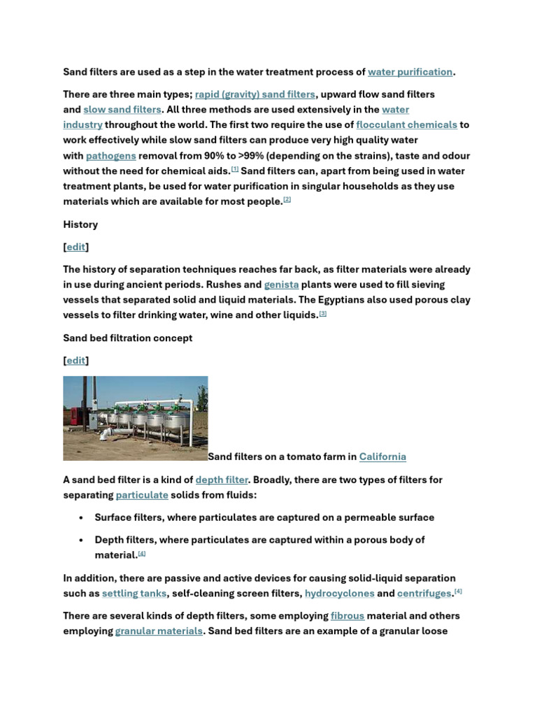 Sand Filtration Systems in Water Treatment | PDF | Filtration ...