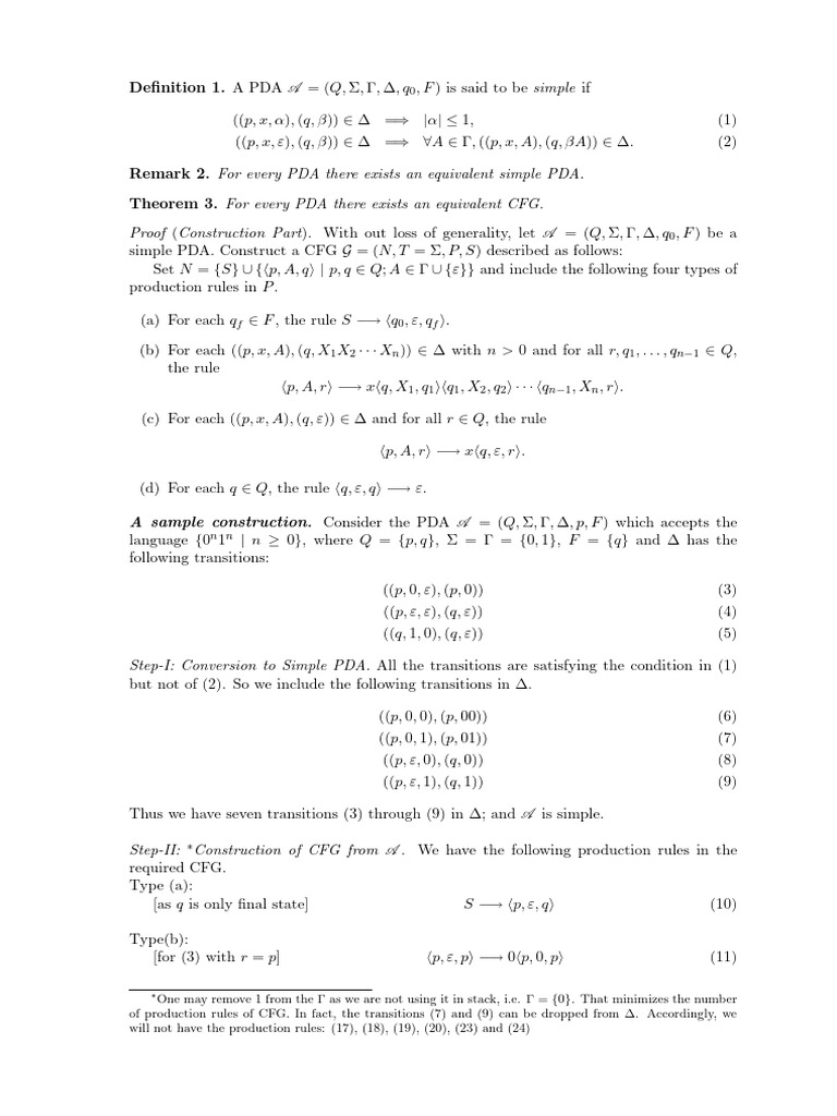 Simple PDA to CFG Conversion Guide | PDF | Mathematics | Mathematical Logic