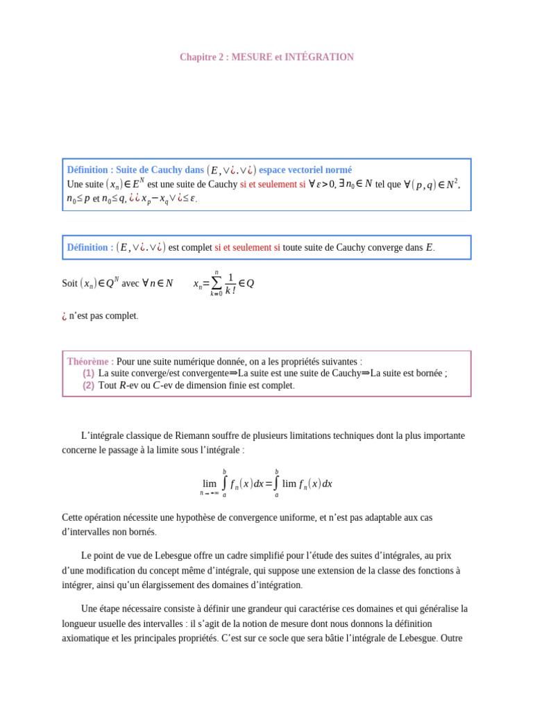 Mesure et Intégration : Concepts Clés | PDF | Intégral | Objets ...