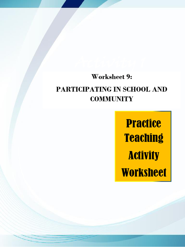Engaging in School and Community Activities | PDF | Teachers | Human ...