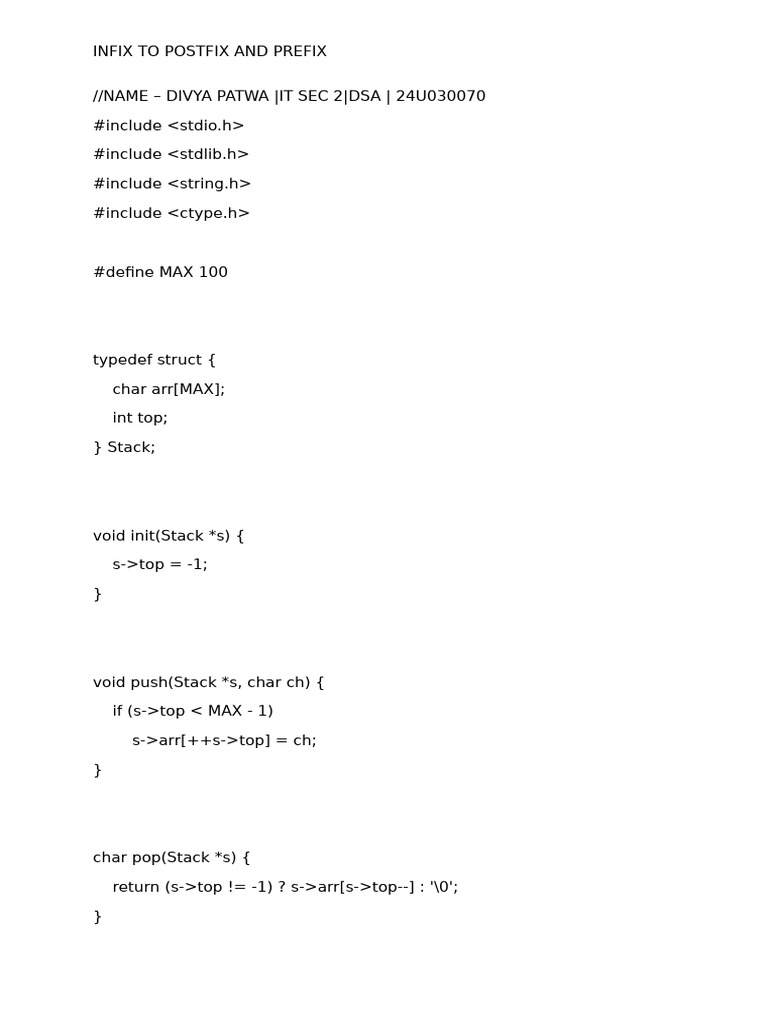 Dsa Infix Conversion 70 | PDF