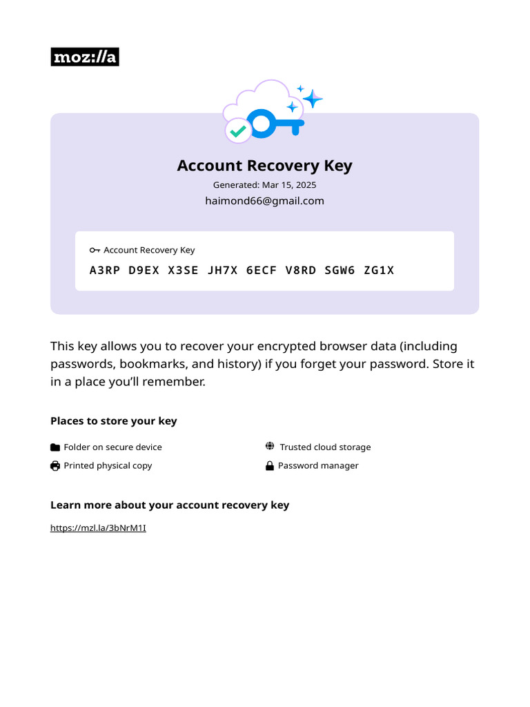 Secure Your Account Recovery Key | PDF