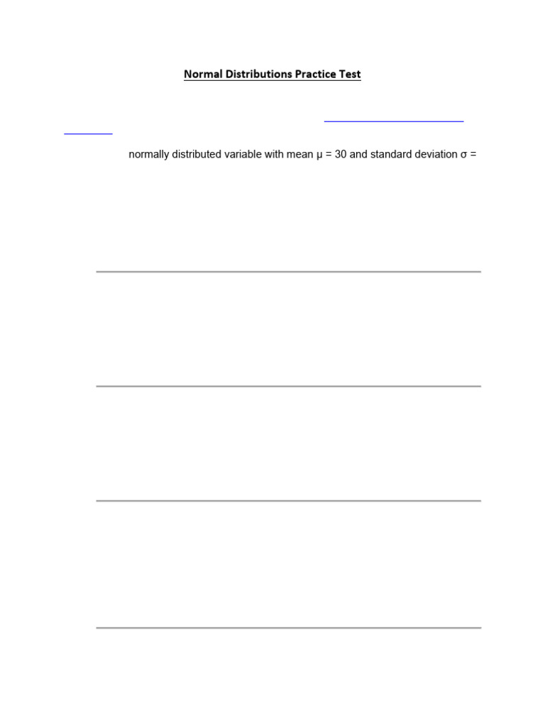 Normal Distribution Practice Problems | PDF | Normal Distribution ...