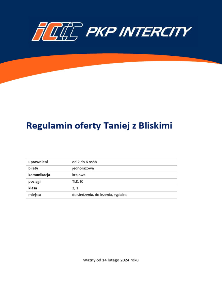 Regulamin Oferty Taniej Z Bliskimi 14 02 2024 | PDF