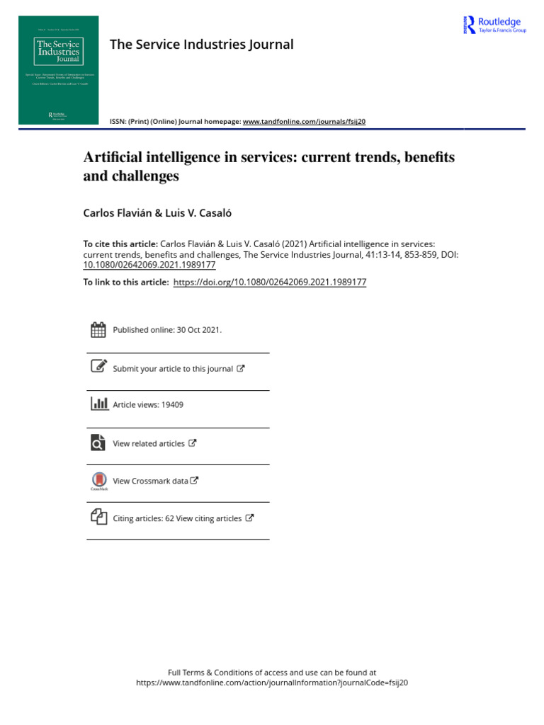 Artificial Intelligence in Services Current Trends Benefits and ...