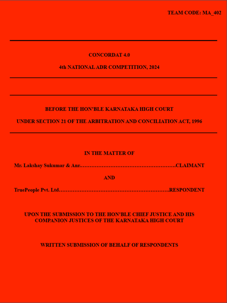 MA - 402 - Respondent Party | PDF | Trademark | Arbitration