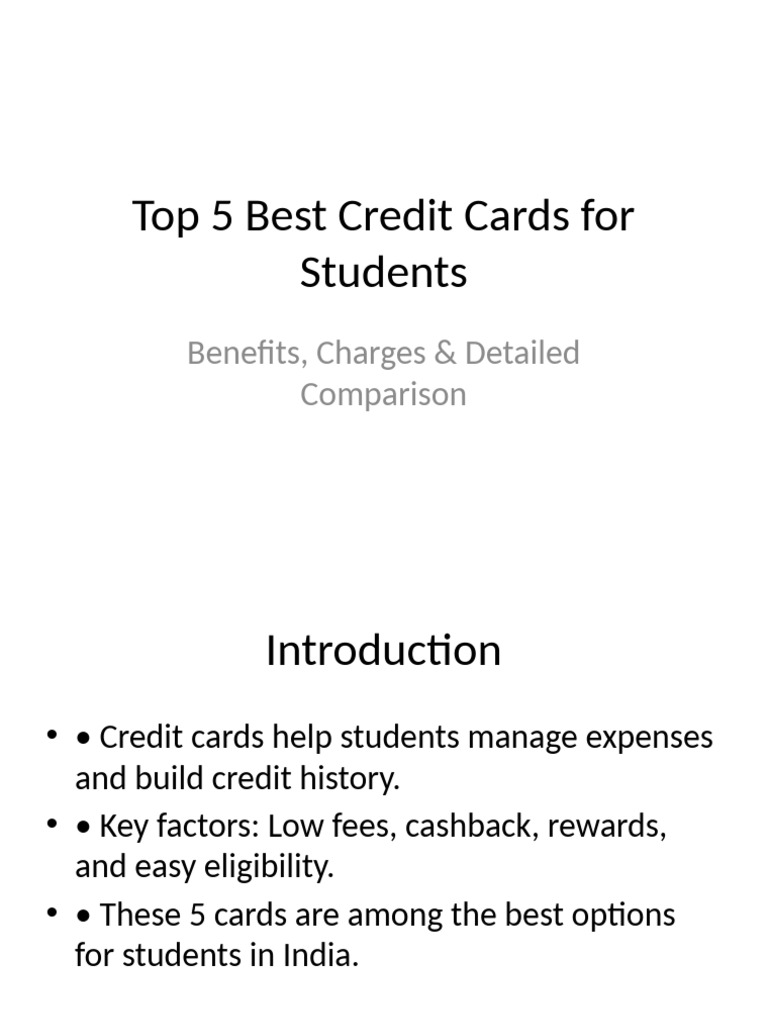 Detailed Top 5 Best Credit Cards For Students PDF Credit Card — free download