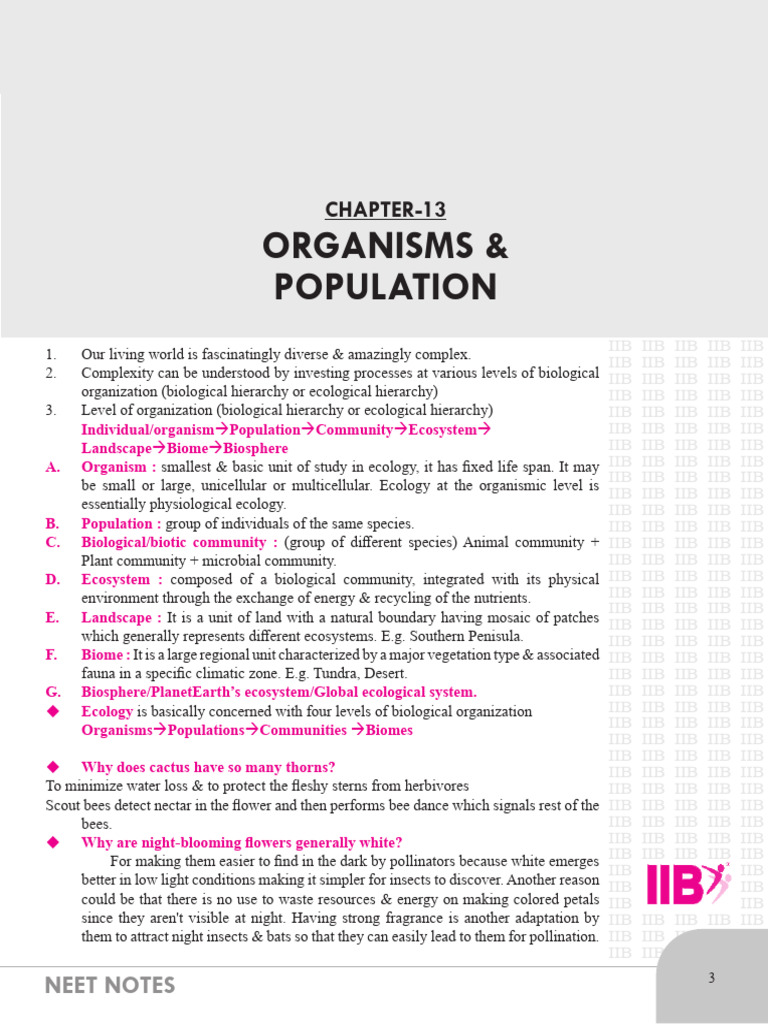 Organisms and Population Ecology Notes | PDF | Soil | Habitat