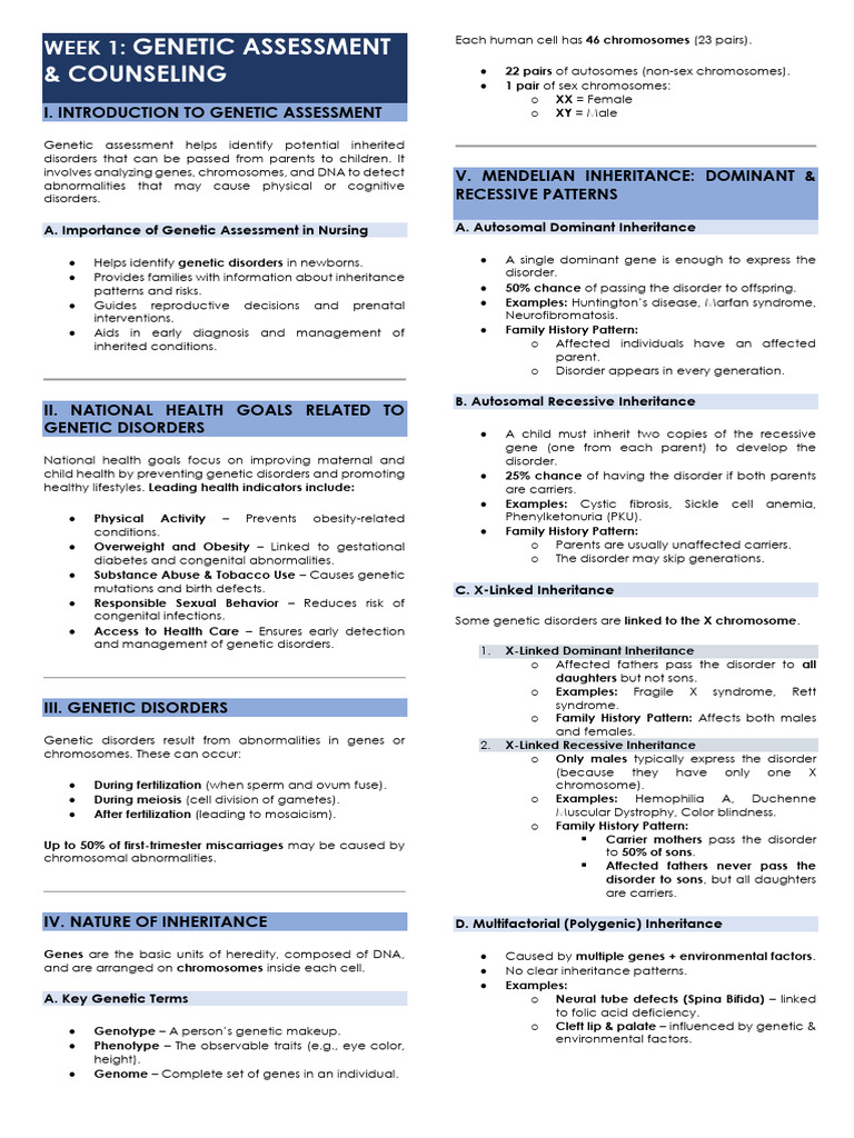 Genetic Assessment and Counseling Guide | PDF | Genetic Disorder ...