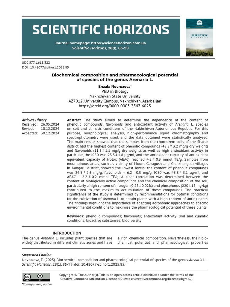 Scientific Horizons - 2025 - Vol. 28, No. 1-85-99 | PDF | Polyphenol | Soil
