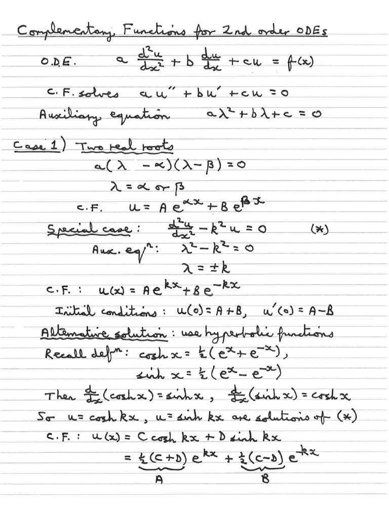 Complemenary Function For 2nd Order ODEs | PDF