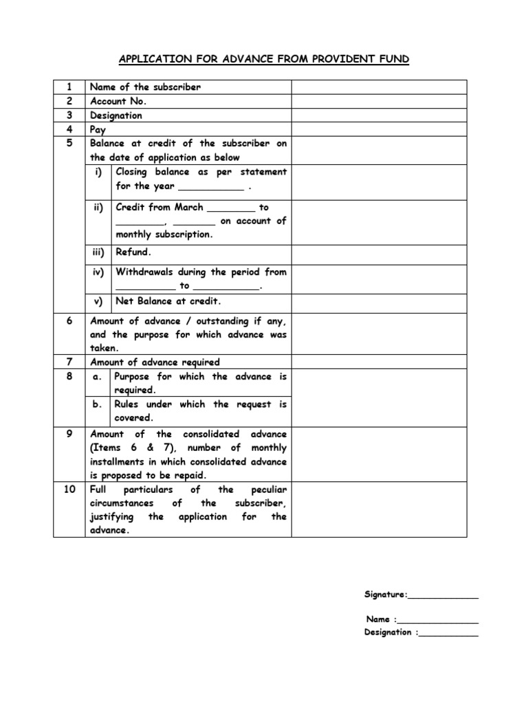 Advance From Provident Fund | PDF