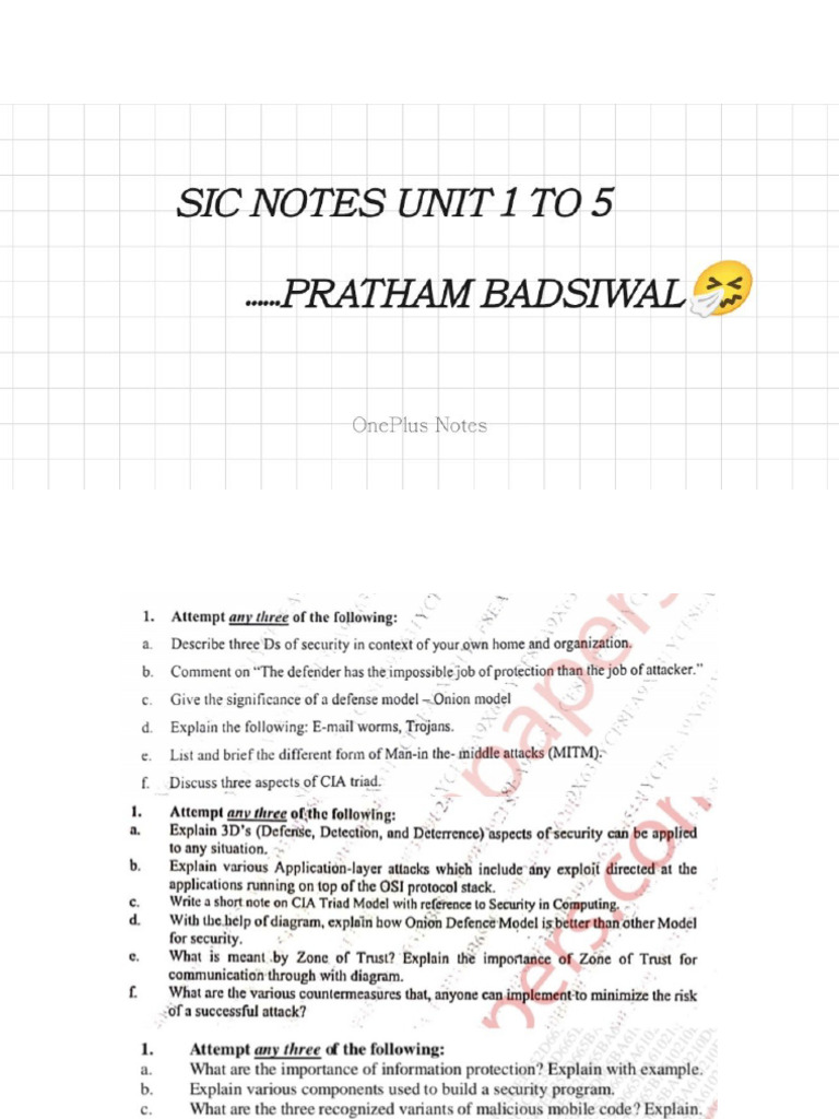 SIC NOTESS UNIT 1 To 5? | PDF