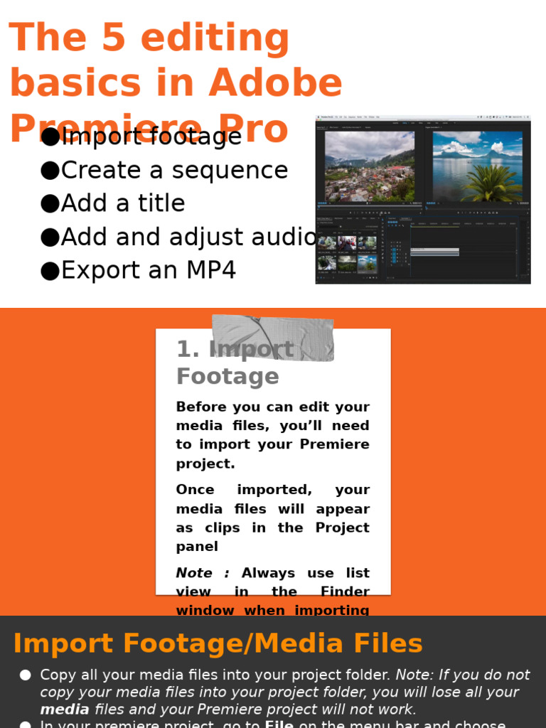 Premiere Pro Editing Basics Guide | PDF | Software | Computing