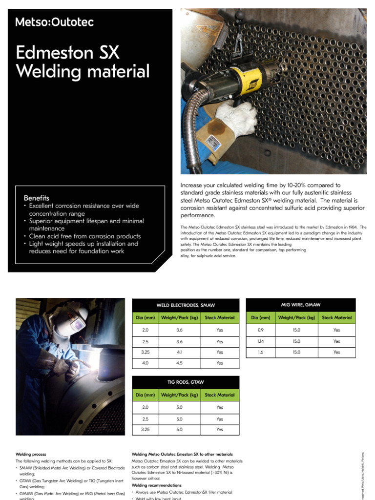 Edmeston SX Welding Material Brochure - v2 | PDF | Welding | Construction